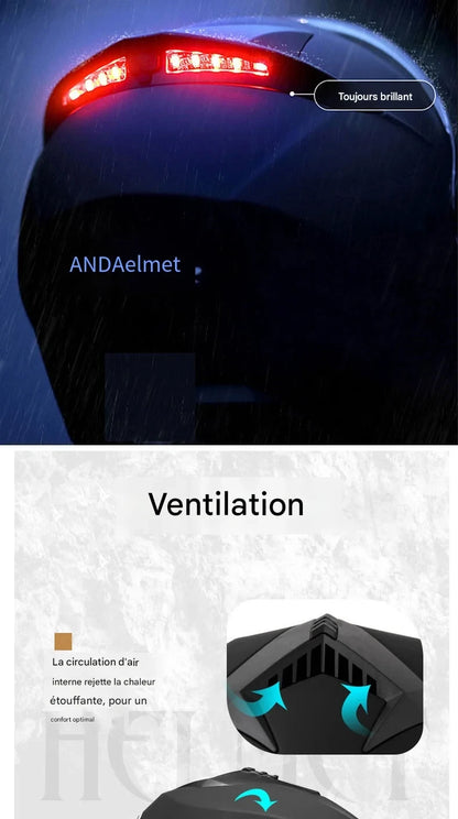 Casque vélo avec visière et clignotant - SafeMotion