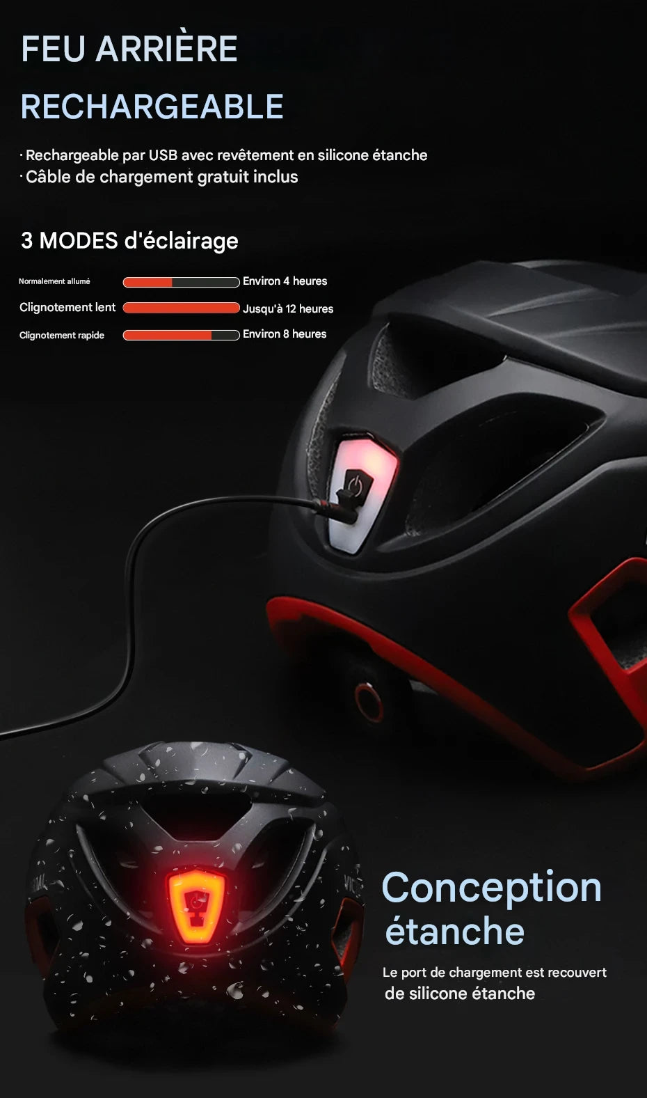 casque vélo avec visière et lumière - SafeMotion